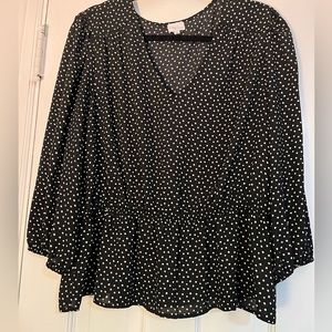 Black polkadot blouse